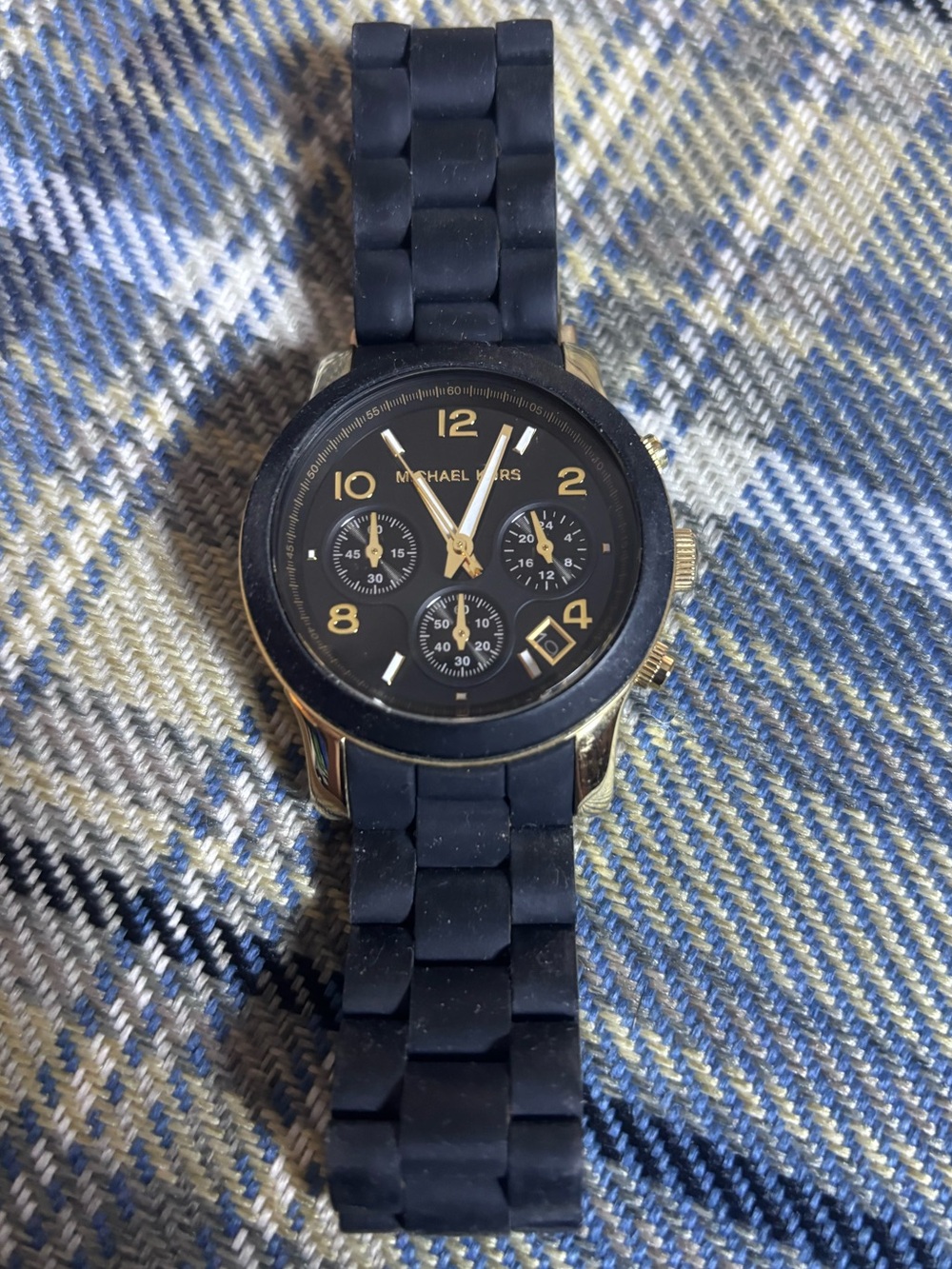 Michael Kors Black Rubber Runway Chronograph Watch
